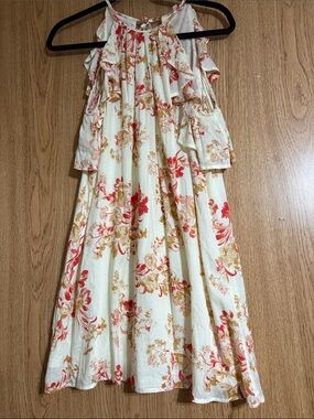 En Creme Cream Floral Cold-Shoulder Mini Dress